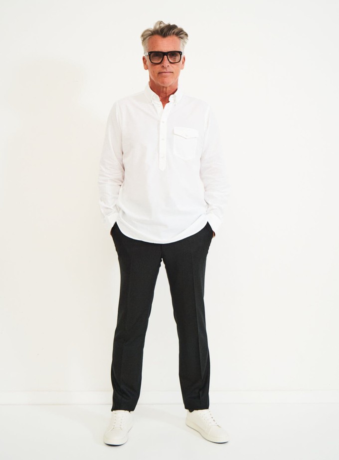 Recycled Italian White Oxford Modern Button-down Popover Shirt from Neem London