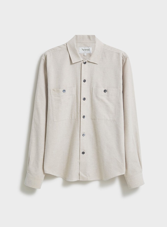 Recycled Italian Flannel Oatmeal Double Pocket Shirt from Neem London