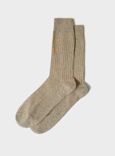 Recycled Ribbed Cotton Oatmeal Men's Socks via Neem London