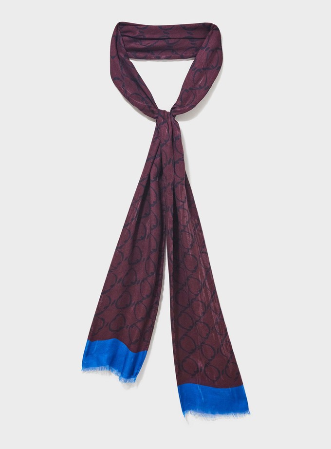 Italian Tencel Biodegradable Burgundy Border Scarf from Neem London