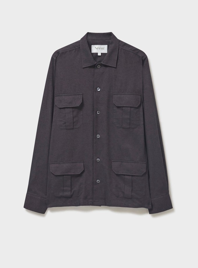 Recycled Italian Chocolate Flannel Overshirt from Neem London