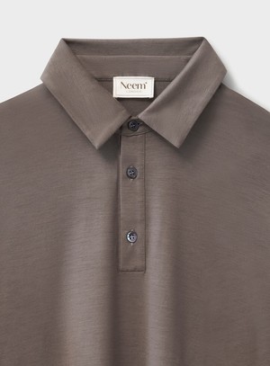 ZQ Merino Wool Jersey Oatmeal Long Sleeve Polo Shirt from Neem London