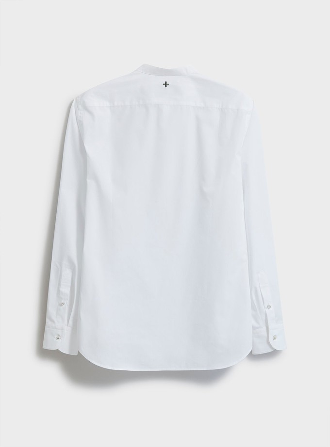 Regenerative Cotton White Poplin Nehru Shirt from Neem London