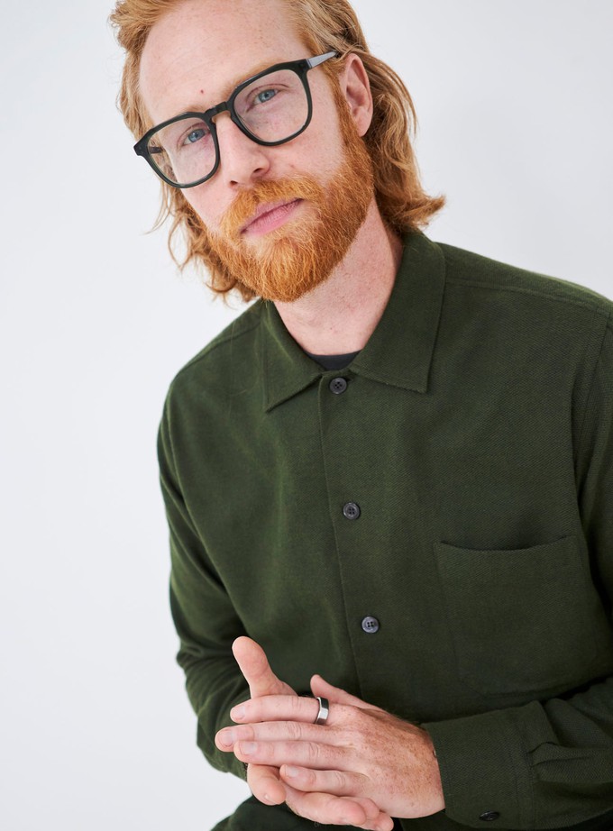 Recycled Italian Green Flannel Shirt Jacket from Neem London
