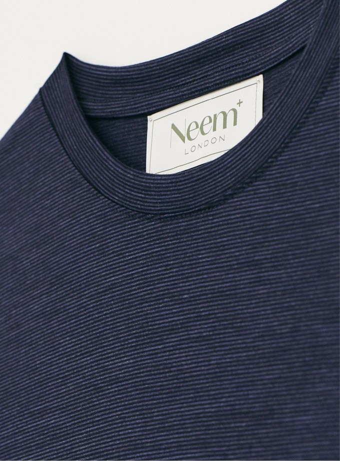 ZQ Merino Navy Stripe  Super 120s T-Shirt from Neem London