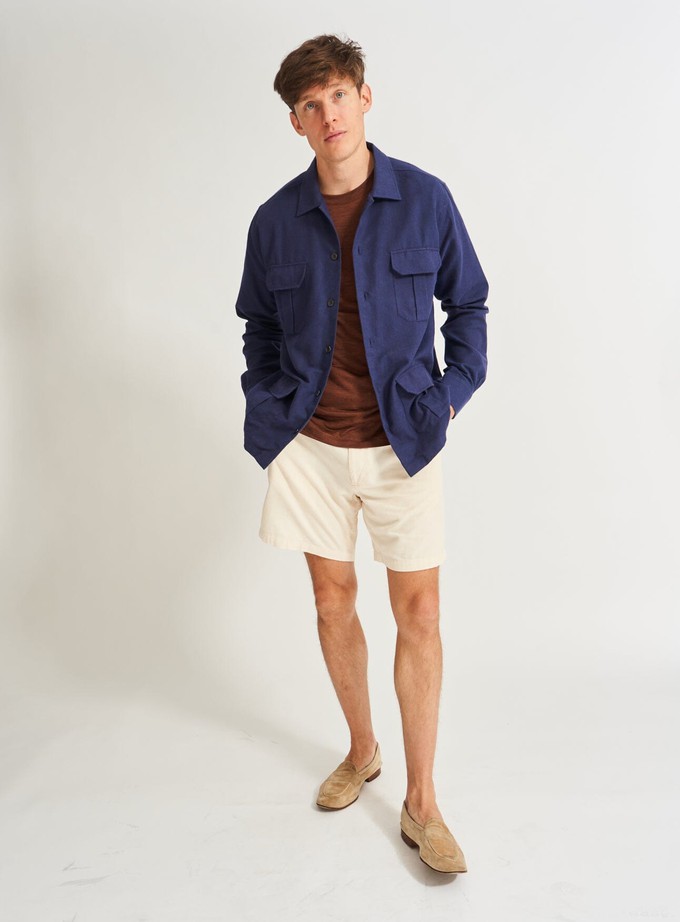 Recycled Italian Navy Flannel Overshirt from Neem London