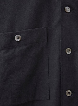 Recycled Italian Black Flannel Double Pocket Overshirt from Neem London