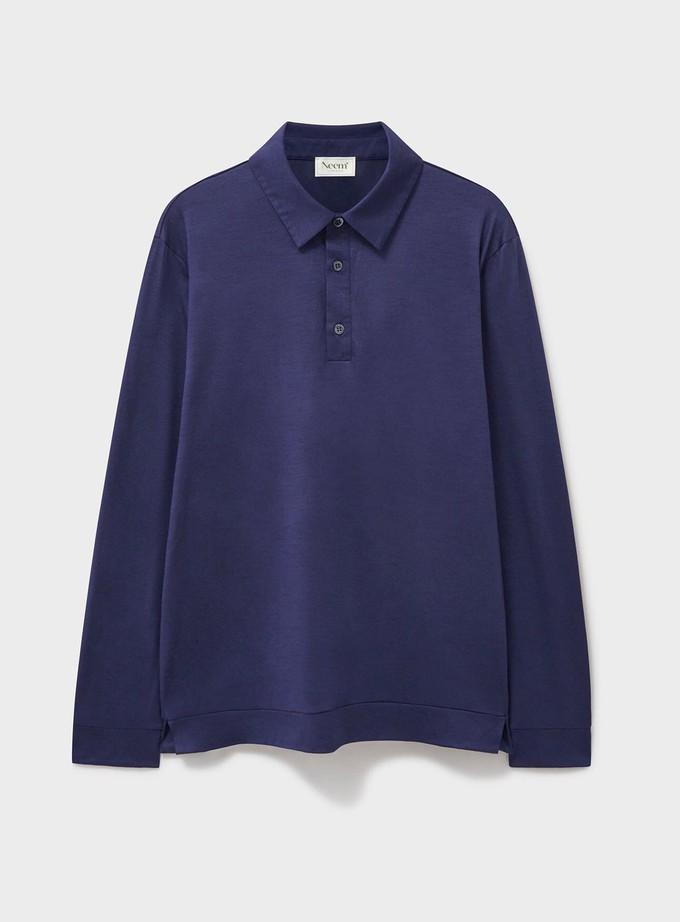 ZQ Merino Steel Blue Super 120s Stretch Polo from Neem London