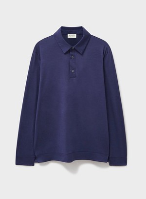 ZQ Merino Steel Blue Super 120s Stretch Polo from Neem London