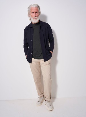 ZQ Merino Super 120s Neem Navy Jersey Cardigan from Neem London