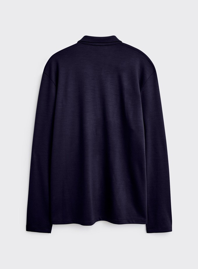 ZQ Merino Super 120s Neem Navy Jersey Cardigan from Neem London