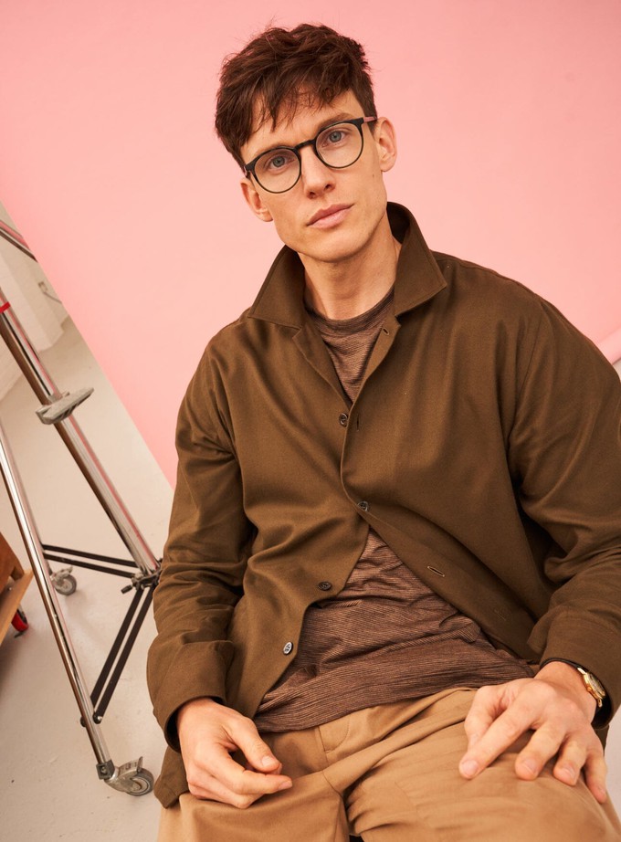 Regenerative Cotton Flannel Dorset Moss St James Overshirt from Neem London