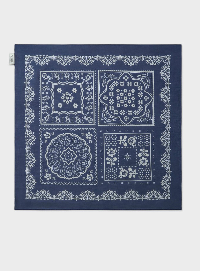 Cotton & Cashmere Navy Como Print Neem Bandana from Neem London