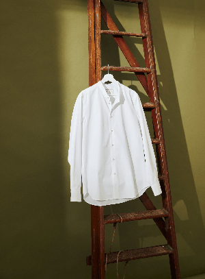 Regenerative Cotton White Poplin Nehru Shirt from Neem London