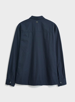 Regenerative Cotton Navy Shirt Jacket from Neem London