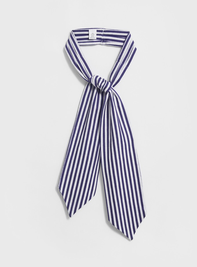The Navy Old School Stripe Recycled Neck Scarf from Neem London