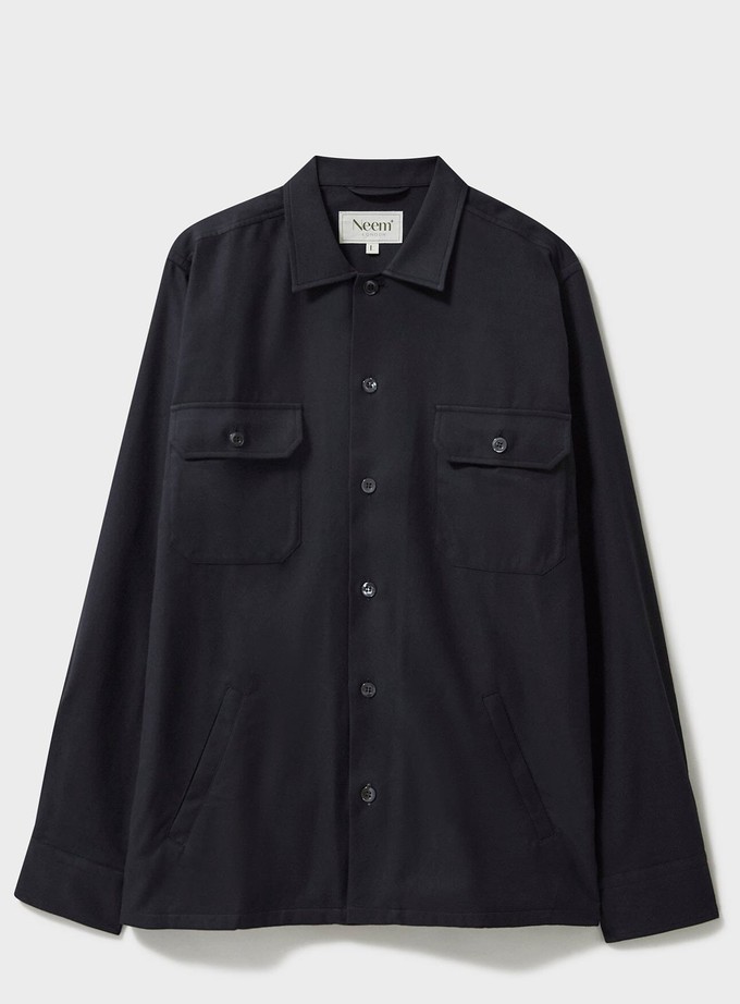 Regenerative Cotton Flannel Black Piccadilly Overshirt from Neem London