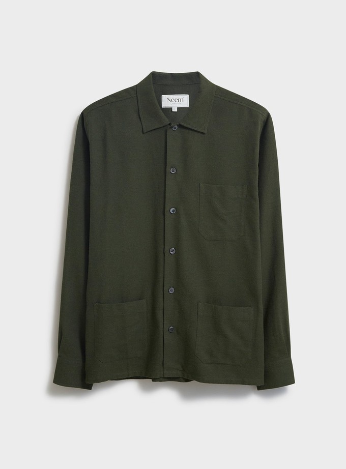 Recycled Italian Green Flannel Shirt Jacket from Neem London