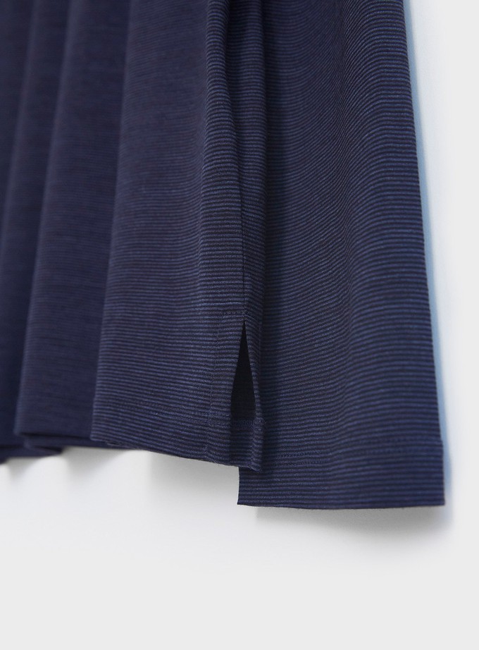 ZQ Merino 120s Super Fine Navy Stripe Long Sleeve Polo from Neem London