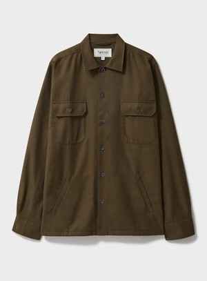 Regenerative Cotton Flannel Dorset Moss Piccadilly Overshirt from Neem London