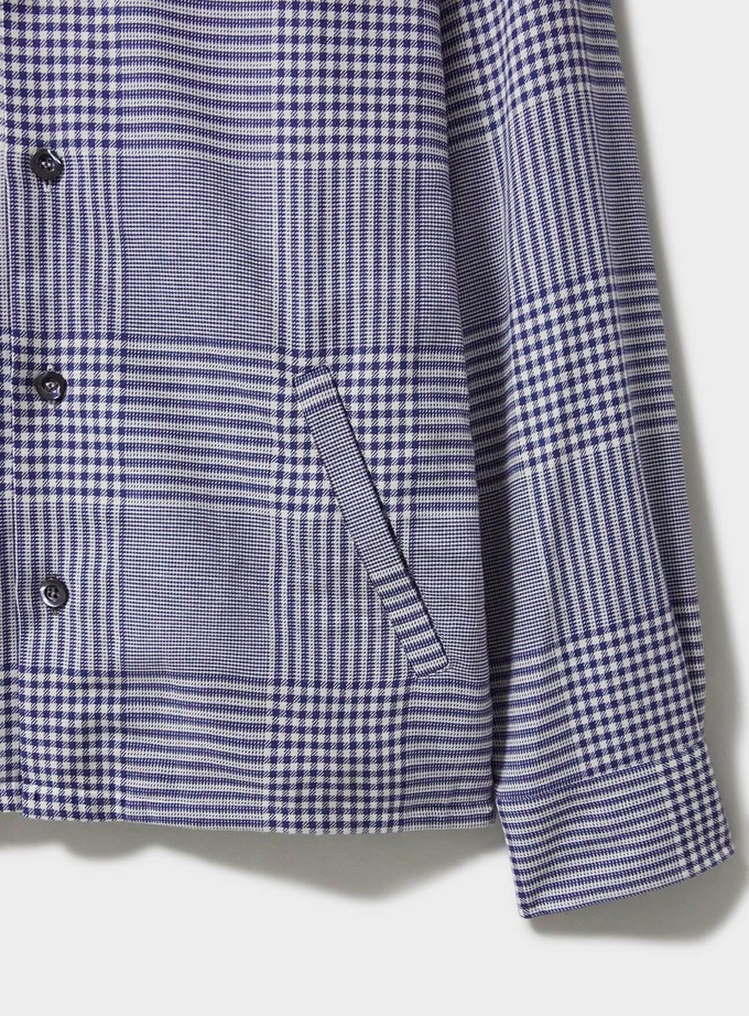 100% Recycled Cotton Navy Prince of Wales Neem St James Overshirt from Neem London