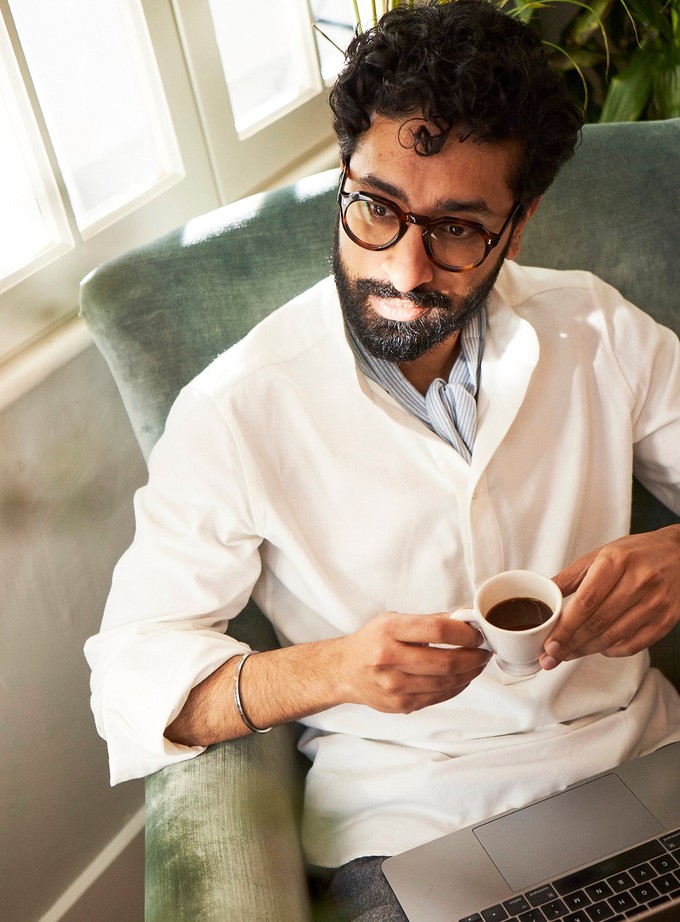 Recycled White Popover Nehru Collar Shirt from Neem London