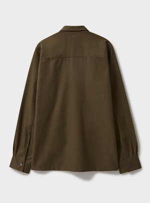 Regenerative Cotton Flannel Dorset Moss Piccadilly Overshirt from Neem London