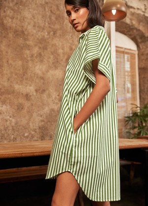 Olive Stripe Shirt Dress from No Nasties