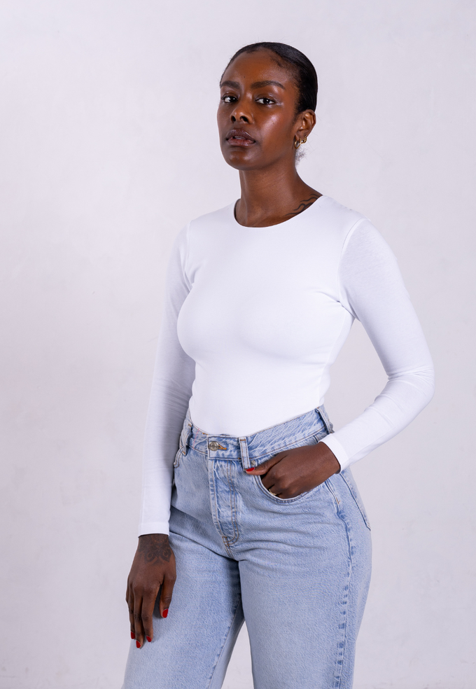Organic Cotton Crew Long Sleeve T-Shirt, White from Not Basics