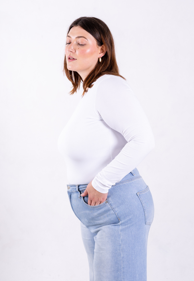 Organic Cotton Crew Long Sleeve T-Shirt, White from Not Basics