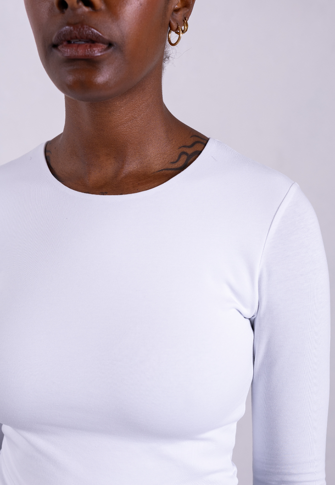 Organic Cotton Crew Long Sleeve T-Shirt, White from Not Basics