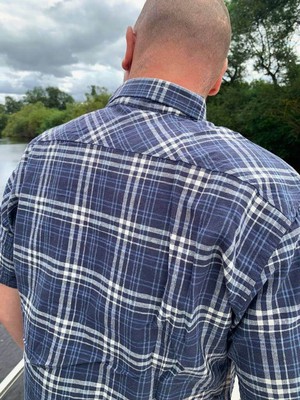 Hemp Navy Check Shirt from Of The Oceans