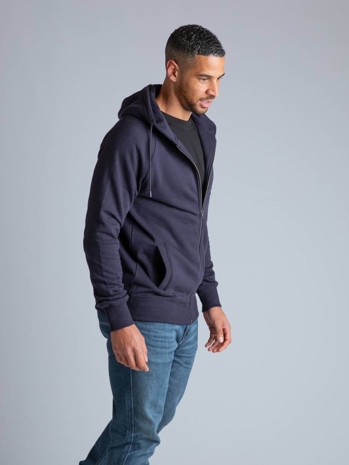 Navy Blue Organic Cotton Zipped Hoodie from Of The Oceans