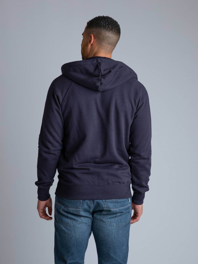 Navy Blue Organic Cotton Zipped Hoodie from Of The Oceans
