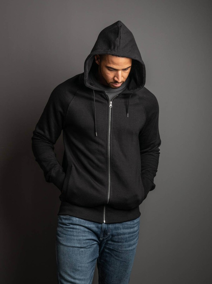 Black Organic Cotton Zipped Hoodie from Of The Oceans