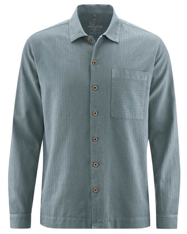 Hemp Shirt with Fine Textured Stripes (Titan) from Of The Oceans