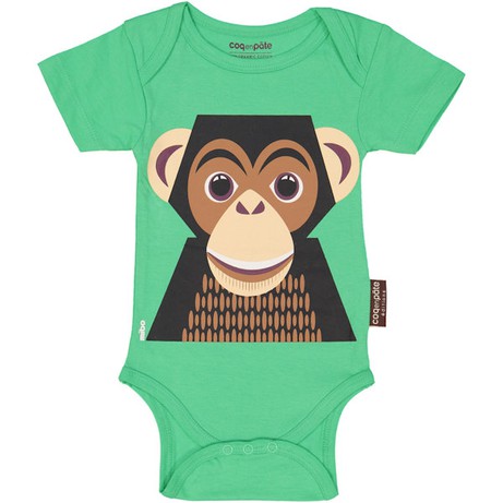 COQ EN PATE Romper van biokatoen met chimpansee €15.00