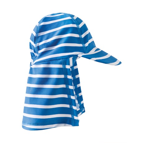 Blauw UV50 OekoTex zwemhoedje met strepen €19.00