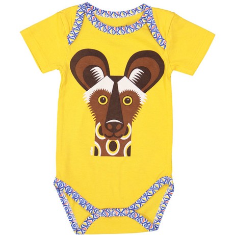 COQ EN PATE Romper van biokatoen met wilde hond €17.00