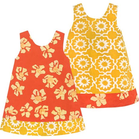 GLOBAL MAMAS Omkeerbare jurk van Afrikaanse batik in geel en oranje from Olifant en Muis
