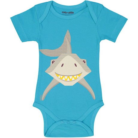 COQ EN PATE Romper van organisch katoen met haai €15.00