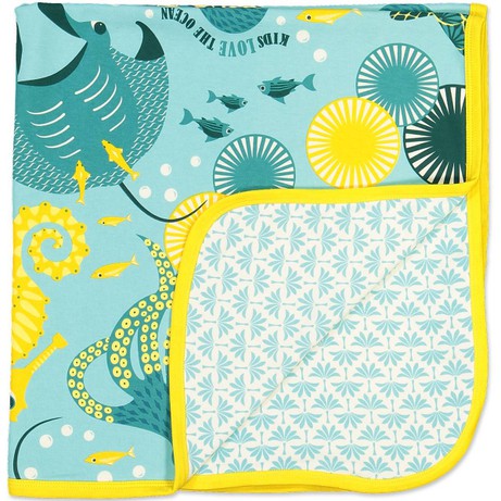 COQ EN PÂTE Dekentje van biokatoen met oceaanprint €30.00