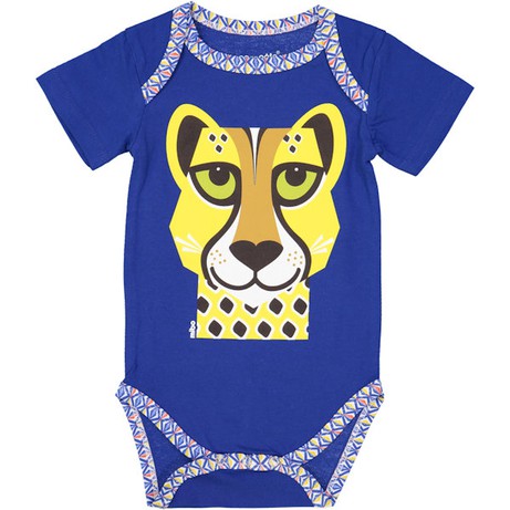 COQ EN PATE Romper van biokatoen met jachtluipaard