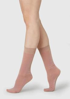 Chaussettes hautes pailletées en fibres recyclées rose via Olly