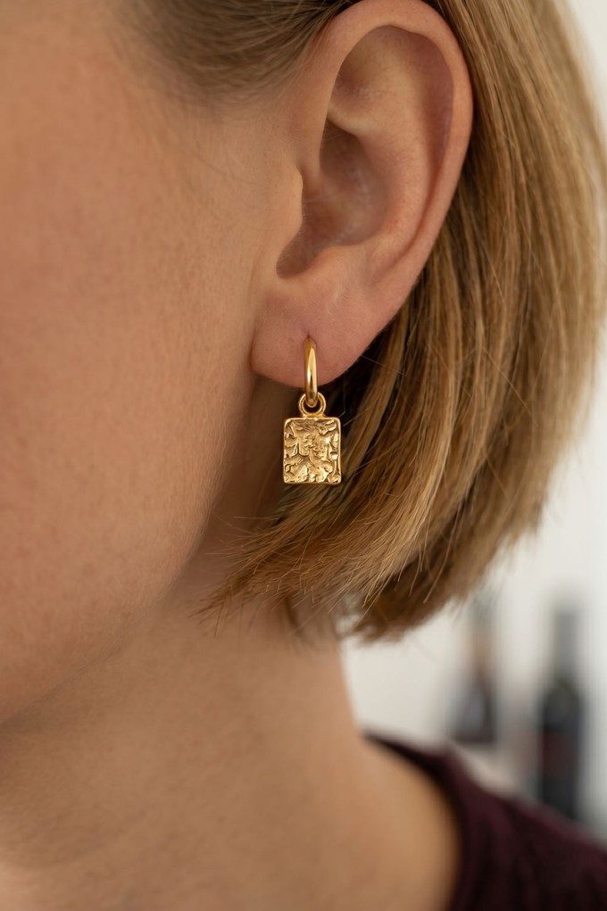 Textured Drop Hoop Earrings from organsk