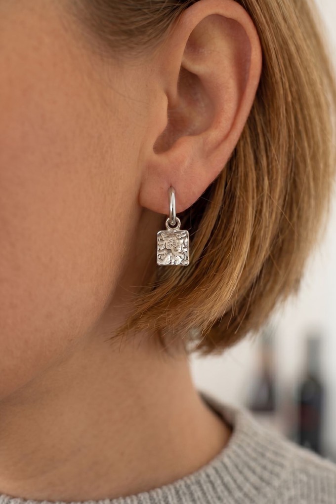 Textured Drop Hoop Earrings from organsk