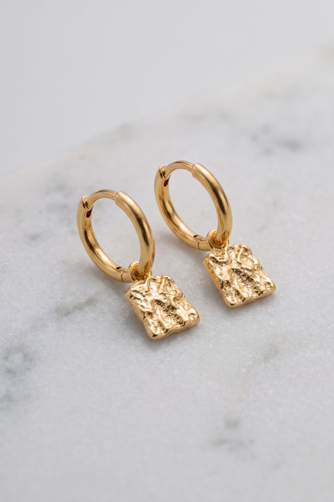 Textured Drop Hoop Earrings from organsk