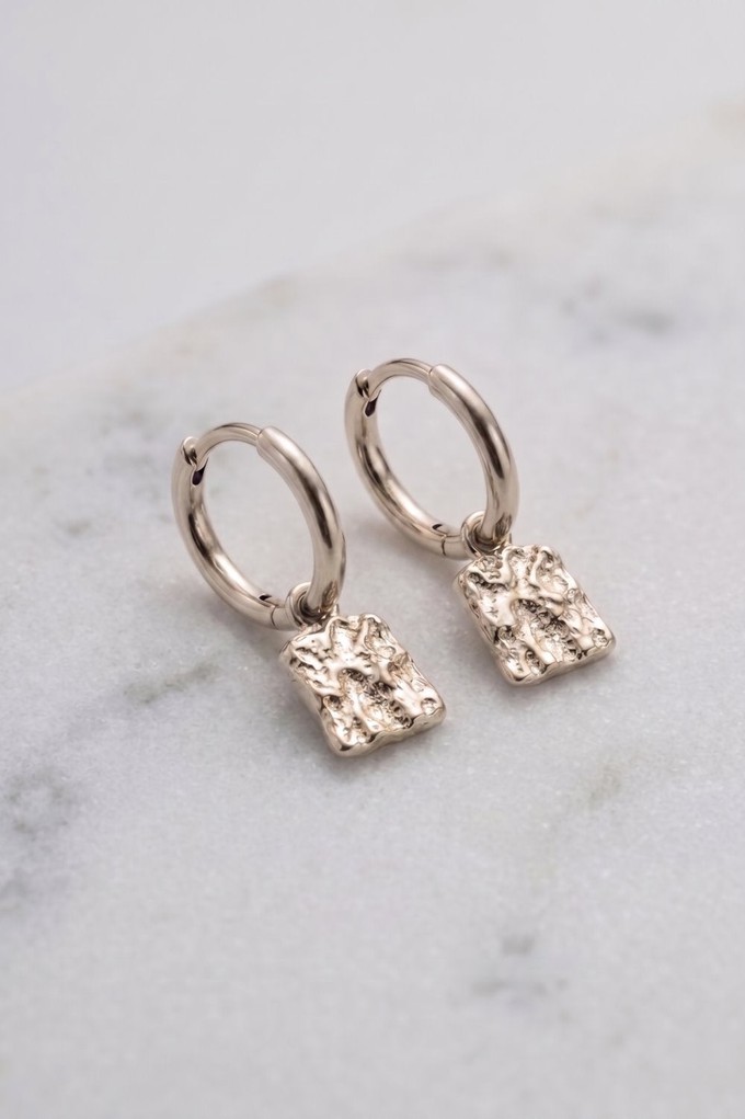 Textured Drop Hoop Earrings from organsk