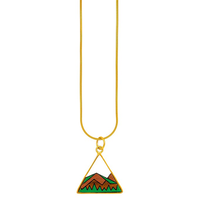 Hill Eco-friendly Recycled Wood Gold Necklace from Paguro Upcycle