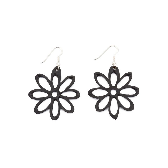 Dahlia Flower Recycled Rubber Earrings from Paguro Upcycle